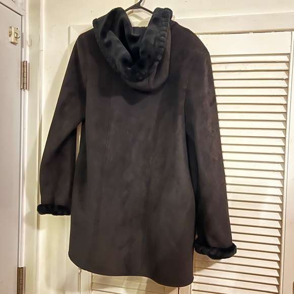 Black faux fur & suede coat - Picture 4 of 4